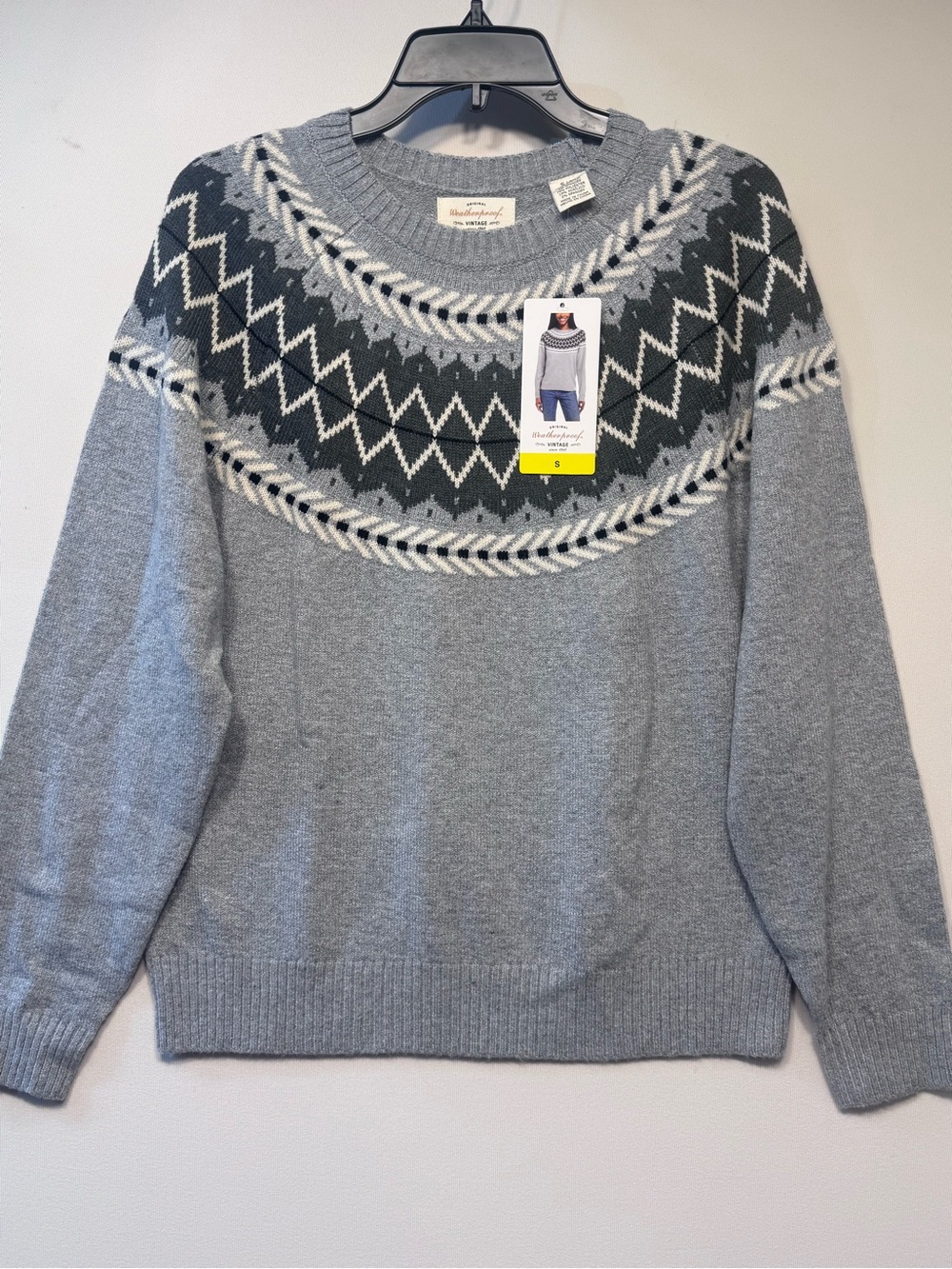 Weatherproof VintageTraditional fairisle raglan crewneck sweater Tweed yarn NWT